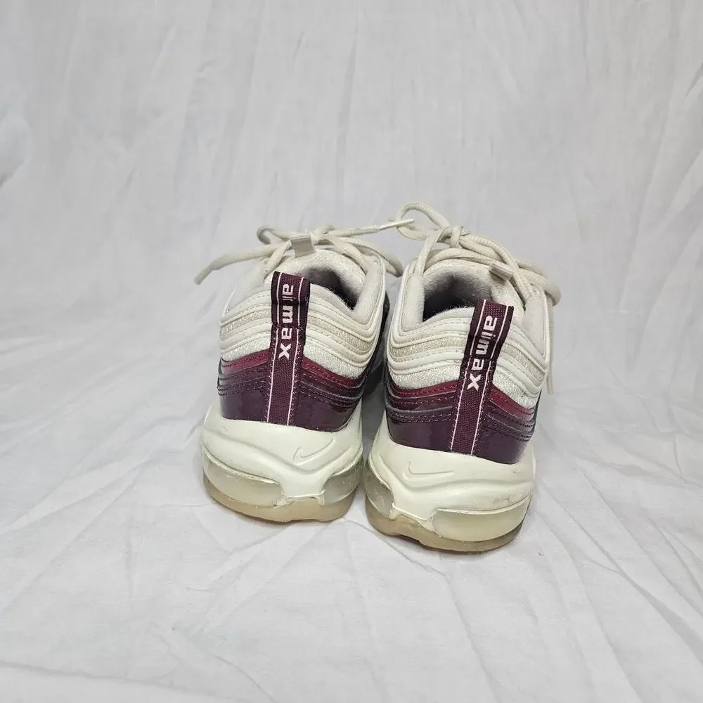 Nike Air Max 97 White Maroon Sneaker Shoes Women's Size 8